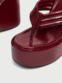 Sugerpunk 女士黑色铆钉坡跟厚底凉鞋