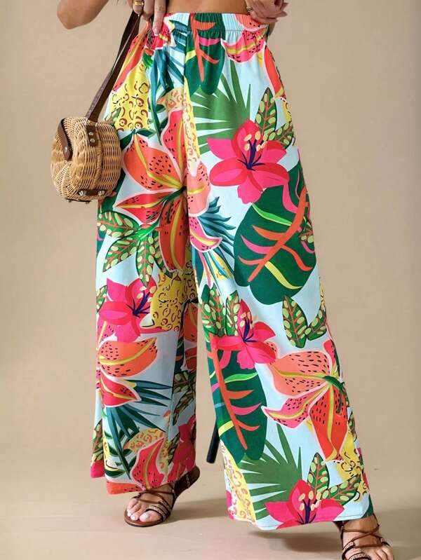 Travachic Plus Size Vacation Outfits Woman Casual Pants With Simple Fashion Print, Suitable For Everyday Wear