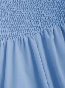 Sweetra Solid Color High Split Casual Vacation Spaghetti Strap Midi Dress Maxi Women Outfit - Blue - View 3