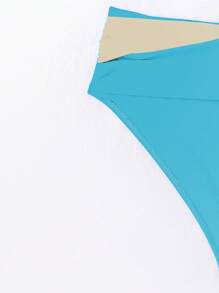 SHEIN Swim 女士夏季沙滩撞色交叉性感比基尼套装 - 彩色 - 查看 8
