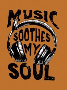 SHEIN LUNE Áo ba lỗ in khẩu hiệu thường ngày cỡ lớn, mùa hè - Lạc đà - Xem 3