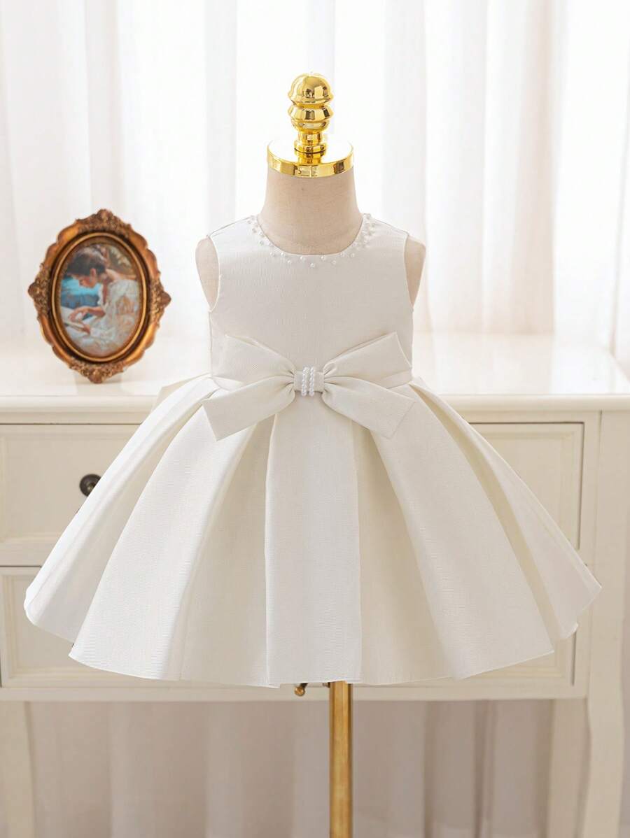 SHEIN 色彩缤纷的公主裙,手工串珠,适合墨西哥女婴节、S码及小女孩、正式场合、生日派对等场合穿着 - 米色 - 查看 1