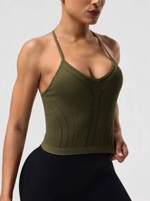 Seamluxe SHEIN Sport Women Solid Color Seamless Racerback Sports Top