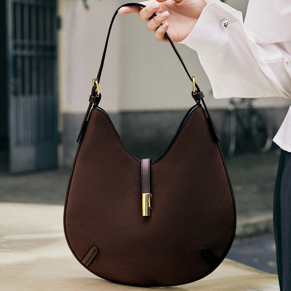 Bolsos de hombro para mujer de cuero de ante, elegantes y exquisitos para otoño e invierno, escuela, viajes, trabajo. Bolso de ante, bolso de ante de