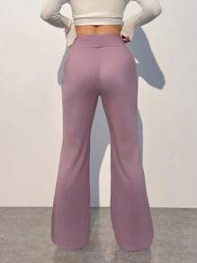 SHEIN EZwear Pantalones casuales ligeros lisos para mujeres, adecuados para el verano