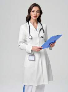 TaskEZ Laboratory Coat / Smock With Lapel Collar And Open Front