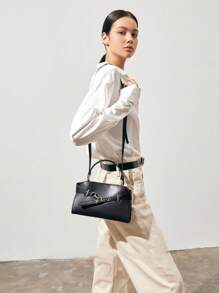 SHECARRY Women Top Handle Bags PU Leather Autumn Summer Winter School Travel Commute Work Elegance Exquisite Handbag High Capacity Adjustable Strap Metal Decoration, Business Casual Woman Bag Perfect For Office Business And Work