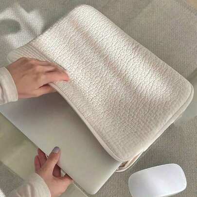 1pc Simplicity Soft And Simple White Black Laptop Bag,Laptop Case,Ins Style,Suitable For Laptops, Tablets, Macbooks, Ipad, Ipad Mini,Multifunctional Storage Bag, IPad Tablet Case ,Back To School(Black&White)