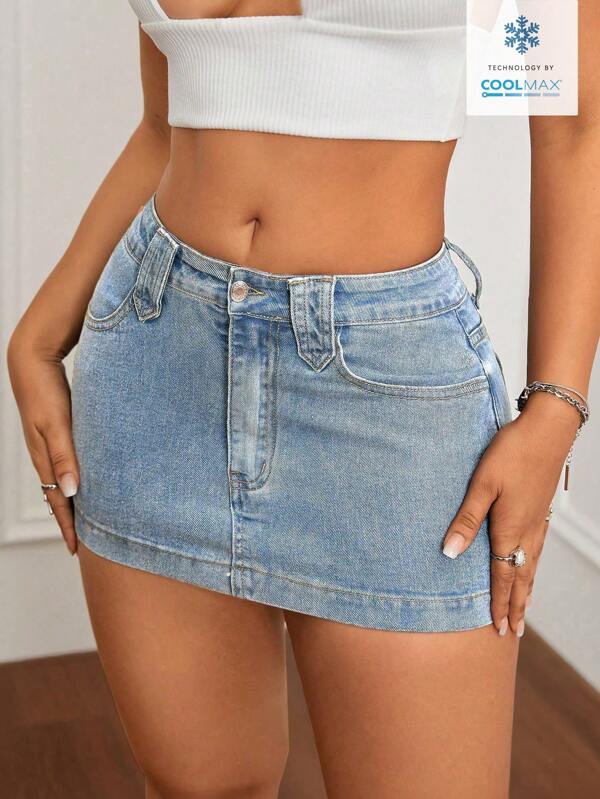 Flexra Summer Sexy Distressed Fitted Mini Denim Skirt