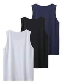 Manfinity Homme 3pcs/Pack Men's Casual Versatile Tank Tops, Summer Men Tank Tops - Multicolor - View 2