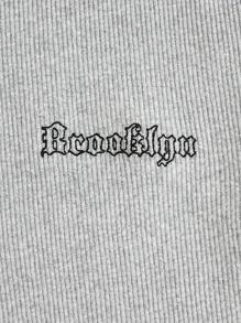 RueChic Men Letter Embriodery Regular T-Shirt & Short Set - Grey - View 7