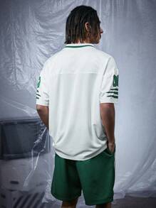 PAVTROS 2pcs Men's T-Shirt & Shorts Set, Green Short Sleeve Tee And Shorts, Oversized Graphic V-Neck T-Shirt, Casual & Sports, Versatile Y2k Clothes Men Y2k Jersey Men Workout Clothes For Men Men Streetwear - Green - View 8