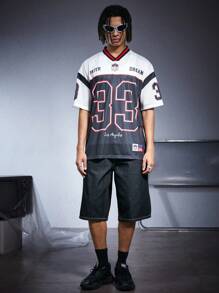 PAVTROS Manfinity Streetrush Men's Casual Washed Loose Denim Shorts - Black - View 5