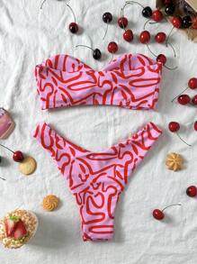 Swim Mod Springbreak Women Beachwear Summer 2 Pieces Swimwear, Random Floral Print