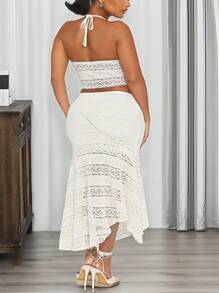 INAWLY Canotta da donna oversize con collo alla halter, orlo con fettuccia e senza maniche