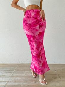 Islaluna Falda larga casual con estampado degradado para mujer