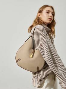 SHECARRY 女士单肩包 绒面皮革 秋季 冬季 校园 旅行 通勤 工作 优雅 精致 - 卡其色 - 查看 2