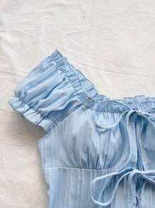 Soleia Textured Tie-Front Button Down Casual Vacation Shirt For Young People