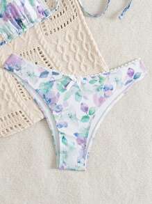 SHEIN Swim New Random Print Women's Lingerie & Beachwear Summer Swimsuit Set - Multicolor - View 4