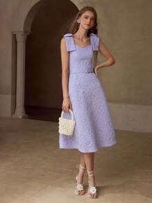MOTF Abito con spalle annodate a jacquard