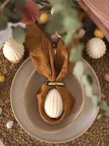 1pc Colorful Egg Shaped Silicone Mold - Rabbit Ears Candle, Wax, Plaster Decor Mold For DIY Handmade Casting, Holiday Decoration, Wedding, Party, Table Centerpiece