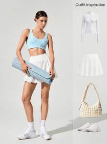 GLOWMODE FeatherFit™ Glow Figure Corset-Effect Sports Bra Gym - Aqua Blue - View 7