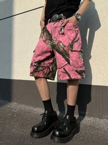 Manfinity EMRG Men's Summer Casual Branch Print Cargo Denim Shorts - Multicolor - View 8