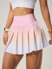 CourtClass Spring/Summer Double Layer Mesh Splice Hidden Zipper Pocket Shorts With Inner Liner Sports Skirt - White - View 5