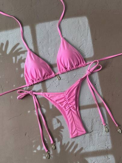 Swim Mod Spring Break Solid Color Bikini Swimsuit For Summer Beach Vacation