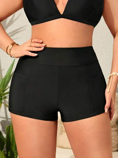SHEIN Swim Bottom de traje de baño de unicolor y de moda, adecuado para el verano, tallas grandes
