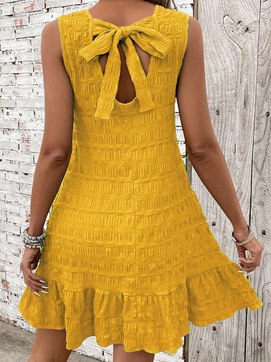 Breezaya Women Solid Color Sleeveless Dress, Fashion For Summer - Yellow - View 1