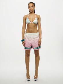 SUMWON WOMEN Pantaloncini sportivi con stampa digitale sfumata, stile boxer, abbigliamento sportivo premium, per spiaggia, estate casual, corsa, piscina, leggero e traspirante
