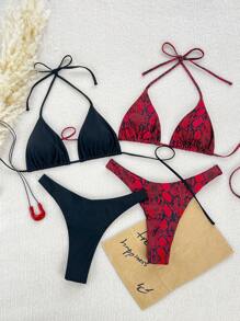 Swim Chiccia 全新豹纹高开叉露背比基尼套装