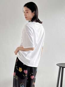 FRIFUL Women's Loose Fit White Round Neck Short Sleeve T-Shirt With Letter Embroidery, Casual Summer Wear - White - View 5