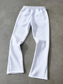 Manfinity EMRG Men's Street-Style Athletic Sweatpants With An INS-Inspired, High-Street Chain Digital Print Design And A Slightly Flared Cut In White-Perfect For Weekend Getaways In Boston, Music Festivals, And Hawaiian Beach Vacations, As Well As Everyday Casual Wear. They Also Make Great Gifts For Boyfriends Or Husbands, Fitting Into Streetwear, Y2K, Hip-Hop Rock, And Basketball Fashion, Ideal For Gifting To Friends, Husbands, Or Boyfriends. Men Joggers ,Men's Boston Weekend Casual White Sweatpants , Y2k Clothes Men , Men Graphic Pants , - White - View 5