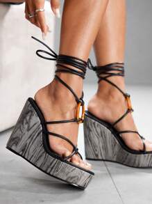 CUCCOO SZL Women High Platform Summer Holiday & Party Fashionable Sandals - Black - View 3