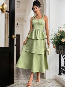 Women's Simple Elegant Light Green Maxi Slip Dress, Comfortable And Stylish