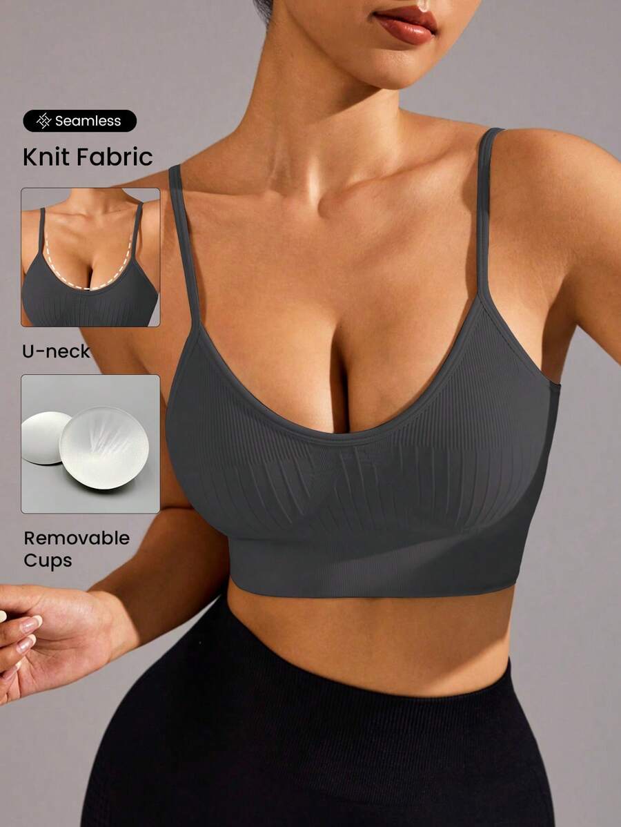 Gameset SHEIN Sport Hochelastischer stützender Spaghettiträger Camisole Sport-BH, geeignet für Yoga & Training