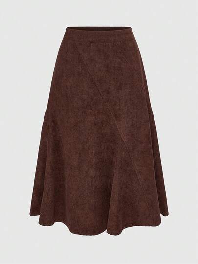 ROMWE Hippie Women's Plain Simple A-Line Skirt, Casual Wear