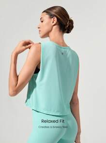 GLOWMODE Major Flex Relaxed Fit Tee Low Impact Yoga Pilates Studio Summer Quick Dry Moisture Wicking Gym - Green - View 3