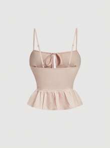 SHEIN MOD Débardeur plissé à bretelles en nœud papillon pour femmes, hauts d'été mignons, vêtements occidentaux pour femmes, hauts de sortie, anniversaire pour femmes, hauts Y2K, Top rose, fête, brunch pour femmes, Fairycore - Rose pâle - Voir 2
