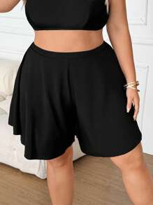 SHEIN CURVE+ Costume da bagno due pezzi, giacca e gonna, per donne taglie forti