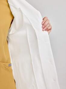 TaskEZ Solid-Color Long Sleeve Pocket Laboratory Coat/White Gown Women Tops Summer Women Spring Jackets Spring Jackets Women Professional Clothes Women Sets Office Clothes For Women - White - View 8