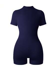 INAWLY Damski kombinezon w jednolitym kolorze ze stójką, dopasowany do sylwetki, swobodny, letni