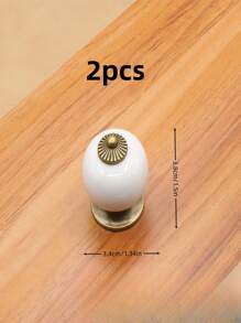 Cirelle 2 件白色陶瓷抽屉把手，黄铜装饰，适用于厨房门和抽屉的橱柜拉手，复古设计 - 白色 - 查看 3