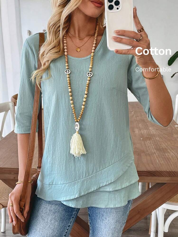 Fall Women ClothesCrew Neck Long Sleeve Floral All-Over Print Casual Top