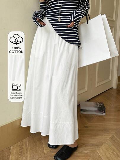 DAZY Women Plain Simple Pleated Skirt, Casual Everyday Wear Summer