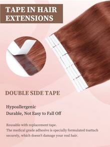 50克20件装100%真人发片接发，适用于沙龙品质，113#姜色丝滑无缝隐形优质胶带直发接发，持久秀发，发尾浓密，适合万圣节服装