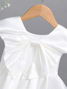 SHEIN Glamorique Kids 年輕女孩們素色派對禮服和假領子 - 白色 - 查看 5