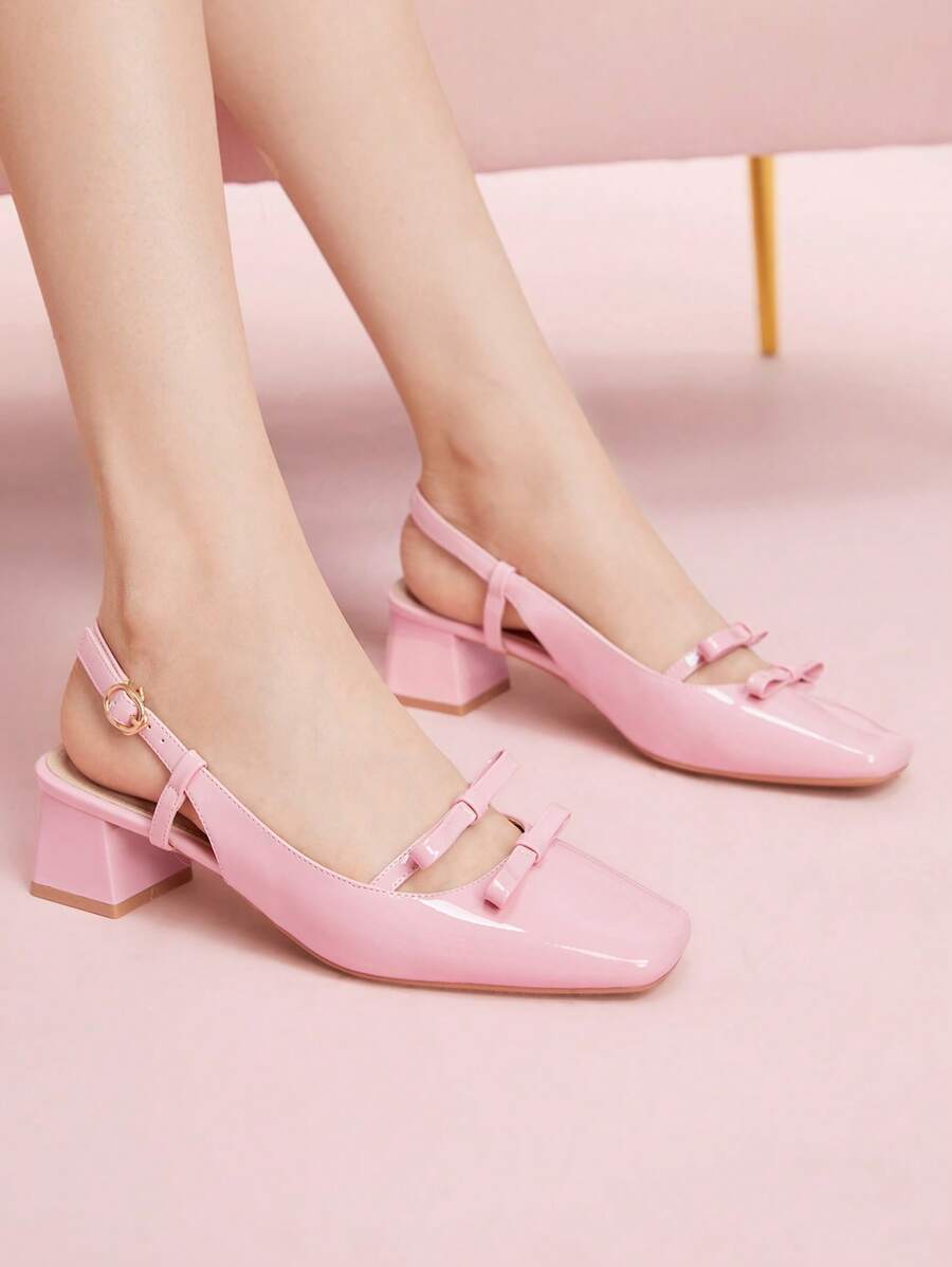 CUCCOO DOLLMOD New Design French Back Open Retro Mary Jane Bow Knot Platform High Heel, Elegant And Charming For Christmas - Pink - View 1